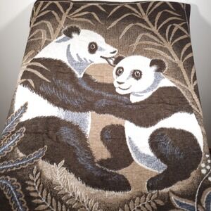Vintage Biederlack Blanket Panda Reversible West Germany Acrylic Cotton 54x74